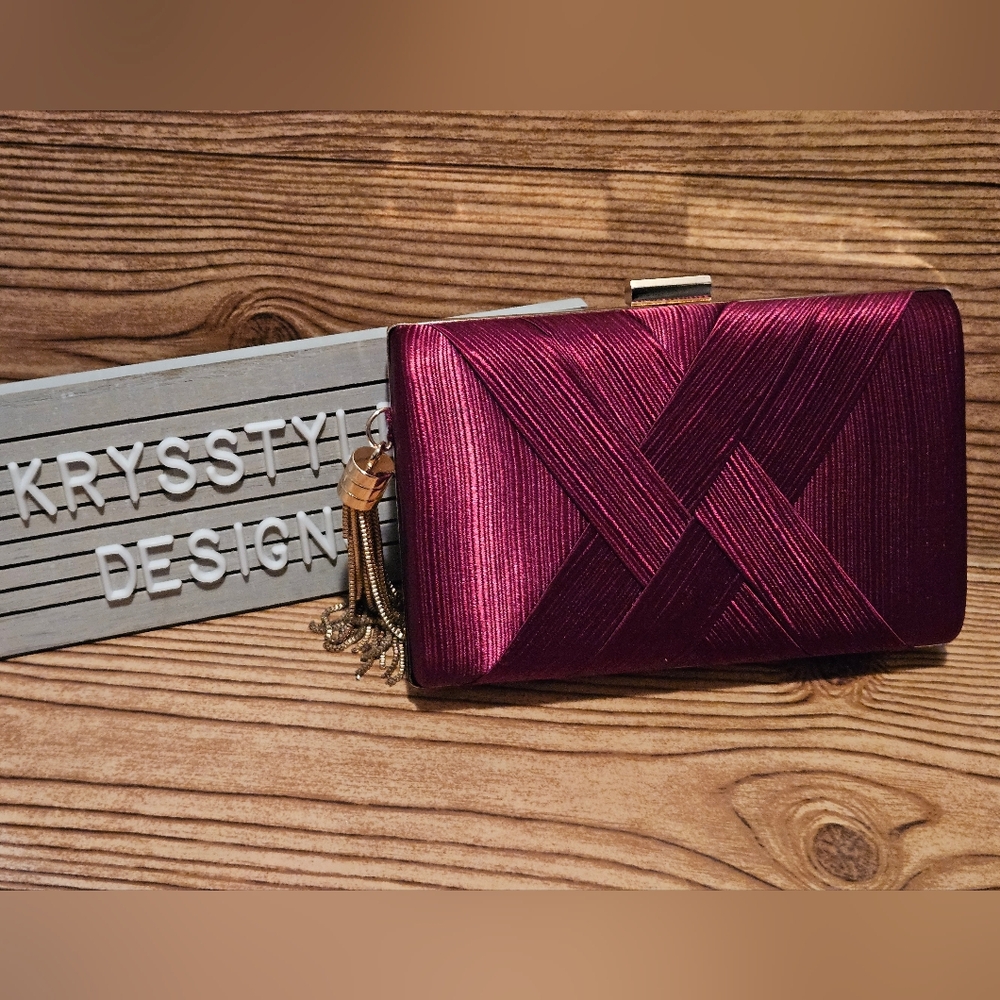 Burgundy Satin Clutch Purse